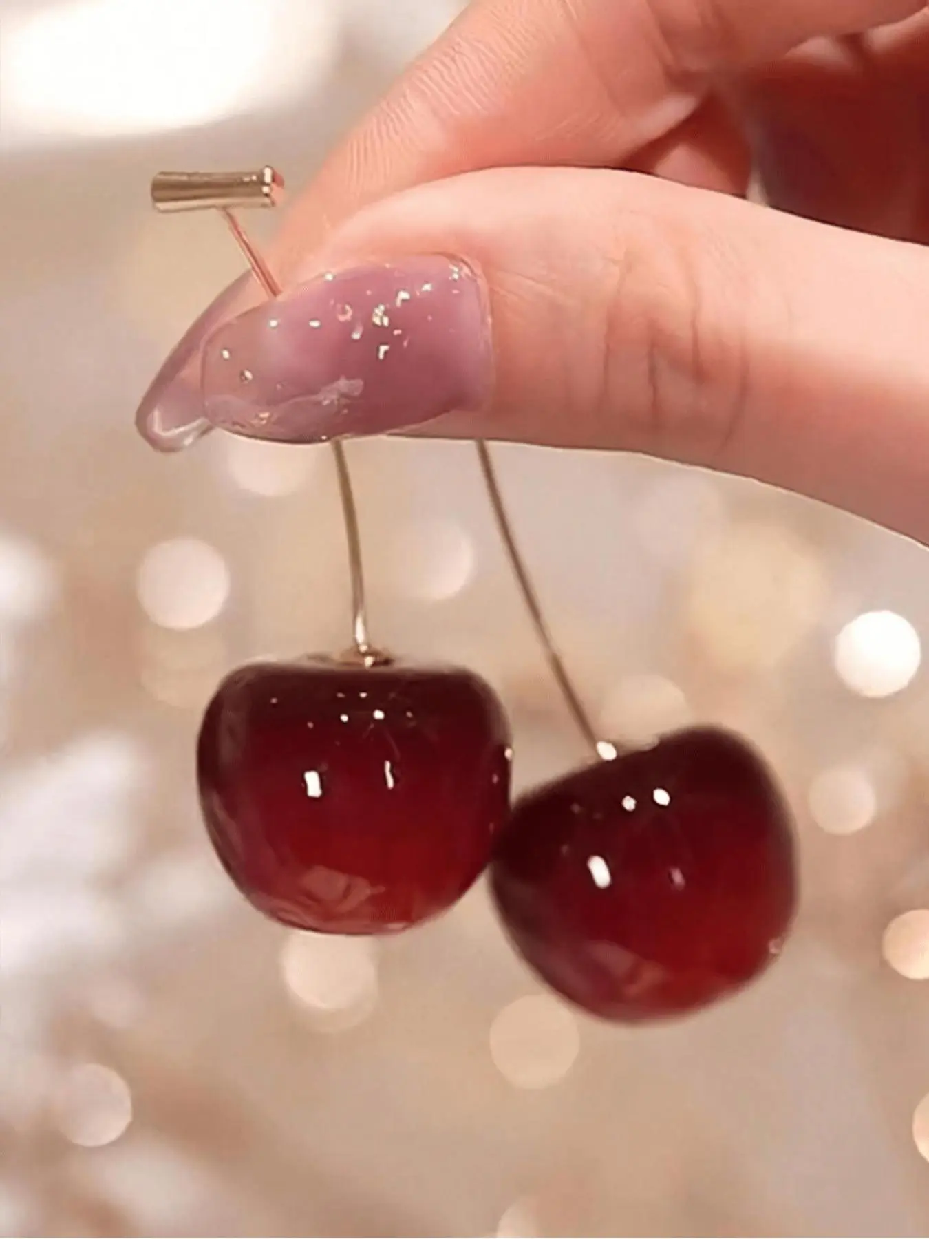 Women's 2025 New Cartoon Cherry Alloy Drop Earrings - Casual Daily Fashionable Dainty Costume Jewelry, Ideal Birthday Gift for Your Love, Fashionable Jewelry, Easy-To-Use, Female, Fruit, One Size Fits All