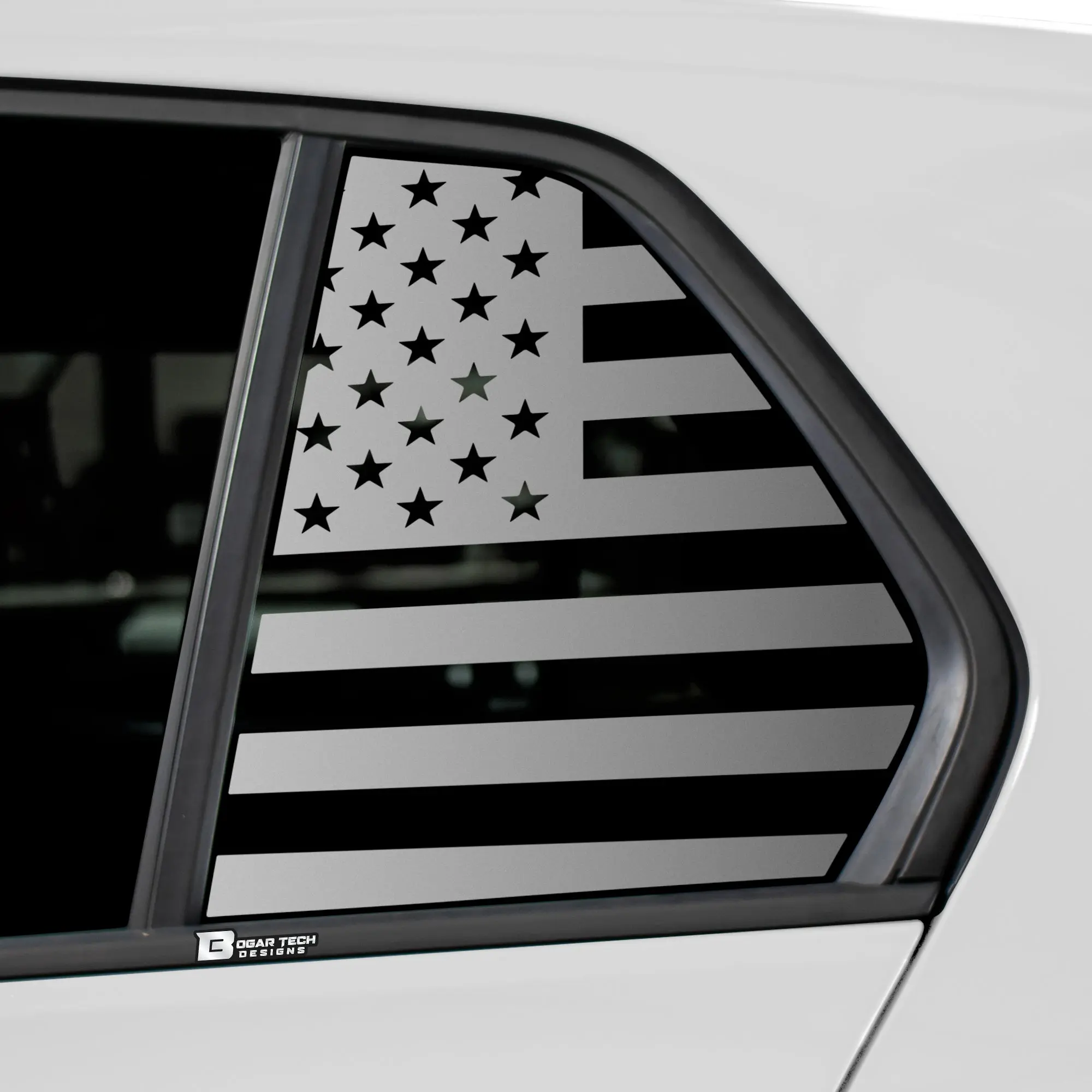 American Flag Quarter Window Decal for Volkswagen Golf 2022-2026 – Precut Matte Black Vinyl