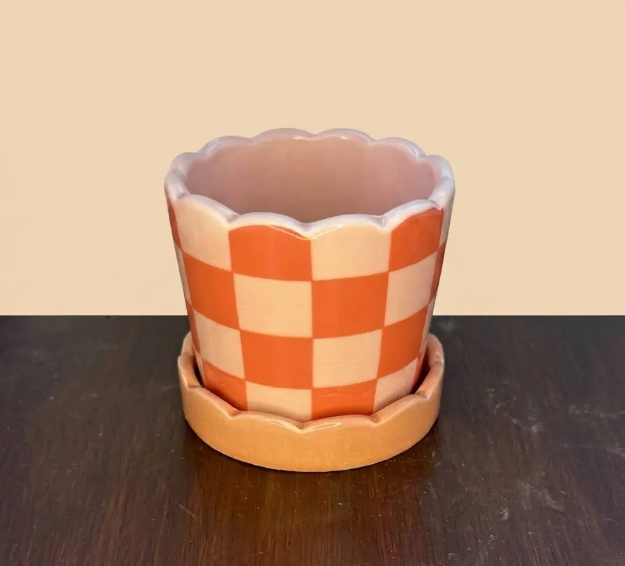 Pink Checkered Planter
