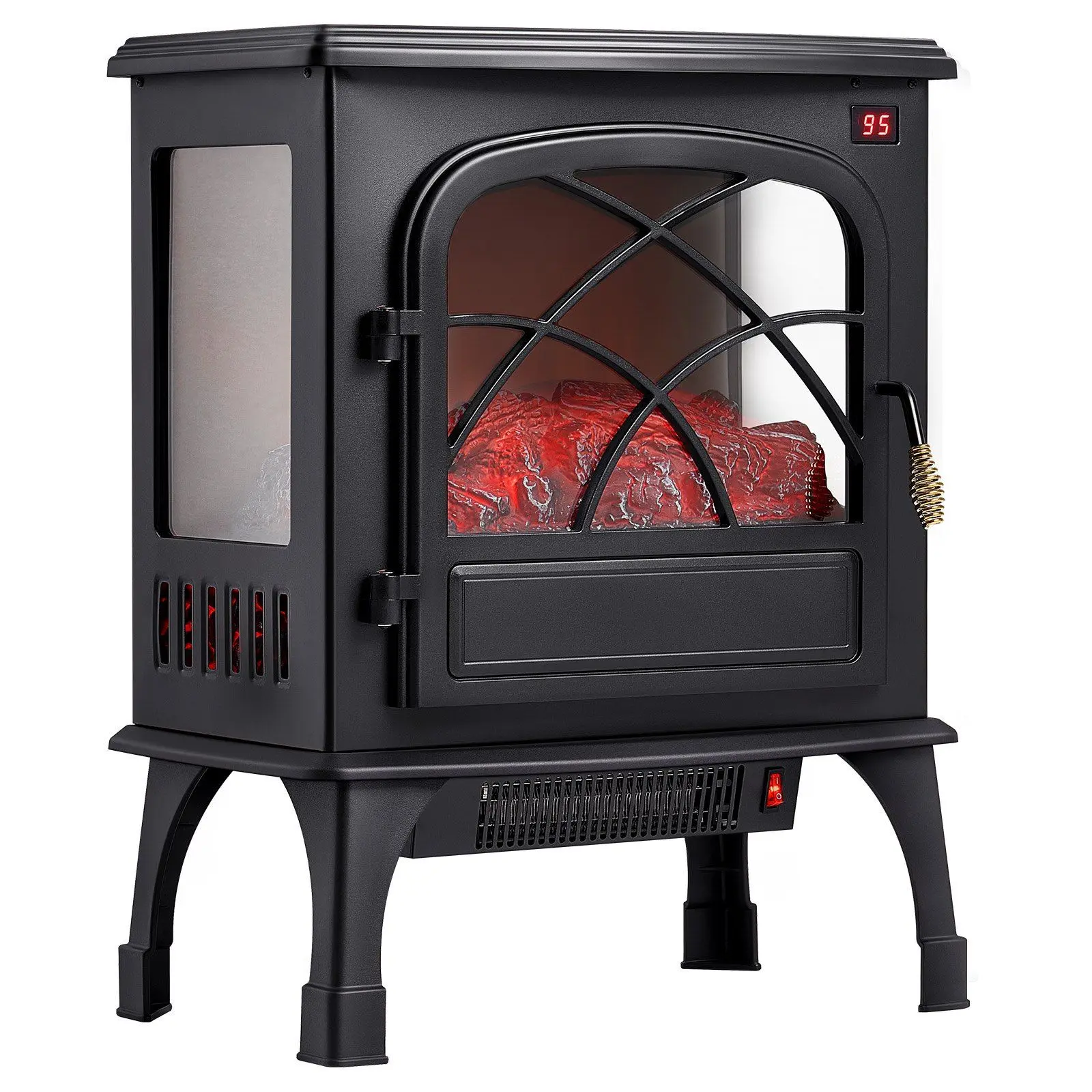VEVOR 25.5 Inch Freestanding Electric Fireplace Heater 1500W Adjustable Flames Remote