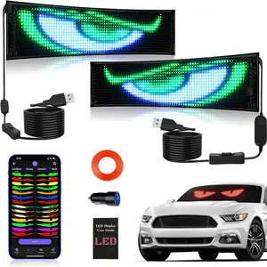 2 count Devil Eyes LED Light for , 15''x4''Flexible Scrolling LED Display for  Window, App Control,Dynamic Personalized Big Eye Lights for  Windshield