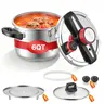 VEVOR 6L 304 Steel Pressure Cooker Cookware - Energy Saver, High-Pressure Efficiency, Even Heat on 4 Tops, Tempered Glass View Lid, Steaming Rack, 3 Settings (Up to 100 kPa) for Home Meat, Beans