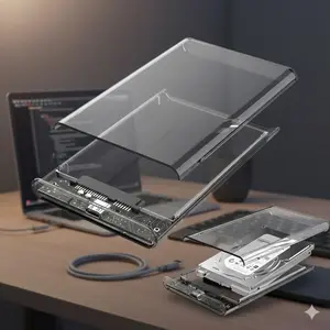 2.5-Inch High-Speed Transparent External Hard Drive Enclosure, Sata to Usb 3.0 tool-Free Portable Case, Compatible with 7mm/9.5mm SsD & hdd for fast data transfer Storage Solution