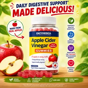 Enzymedica Apple Cider Vinegar Supplement for Women & Men - Apple Cider Vinegar Gummies with Mother, 1000 mcg Vitamin B12 & 710 mg ACV per Serving, Gut Health & Digestive Support, Vegan