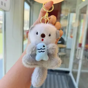 Internet Celebrity Cute And Adorable Otter Pendant Plush Hugging Fish Sea Otter Bag Charm Keychain Plush Doll Pendant