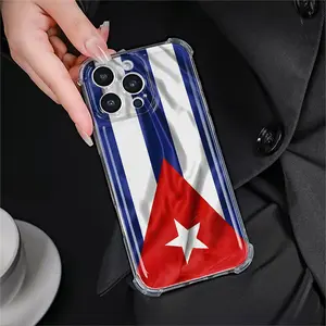 Clear Shockproof Phone Case for iPhone 17 16 15 14 13 12 11 Pro Max 17air 14 15 16 Plus, Four-Corner Airbag Anti-Drop Protective Transparent Soft Phone Cases with National Flag Print, Ripple Effect, Red Triangle