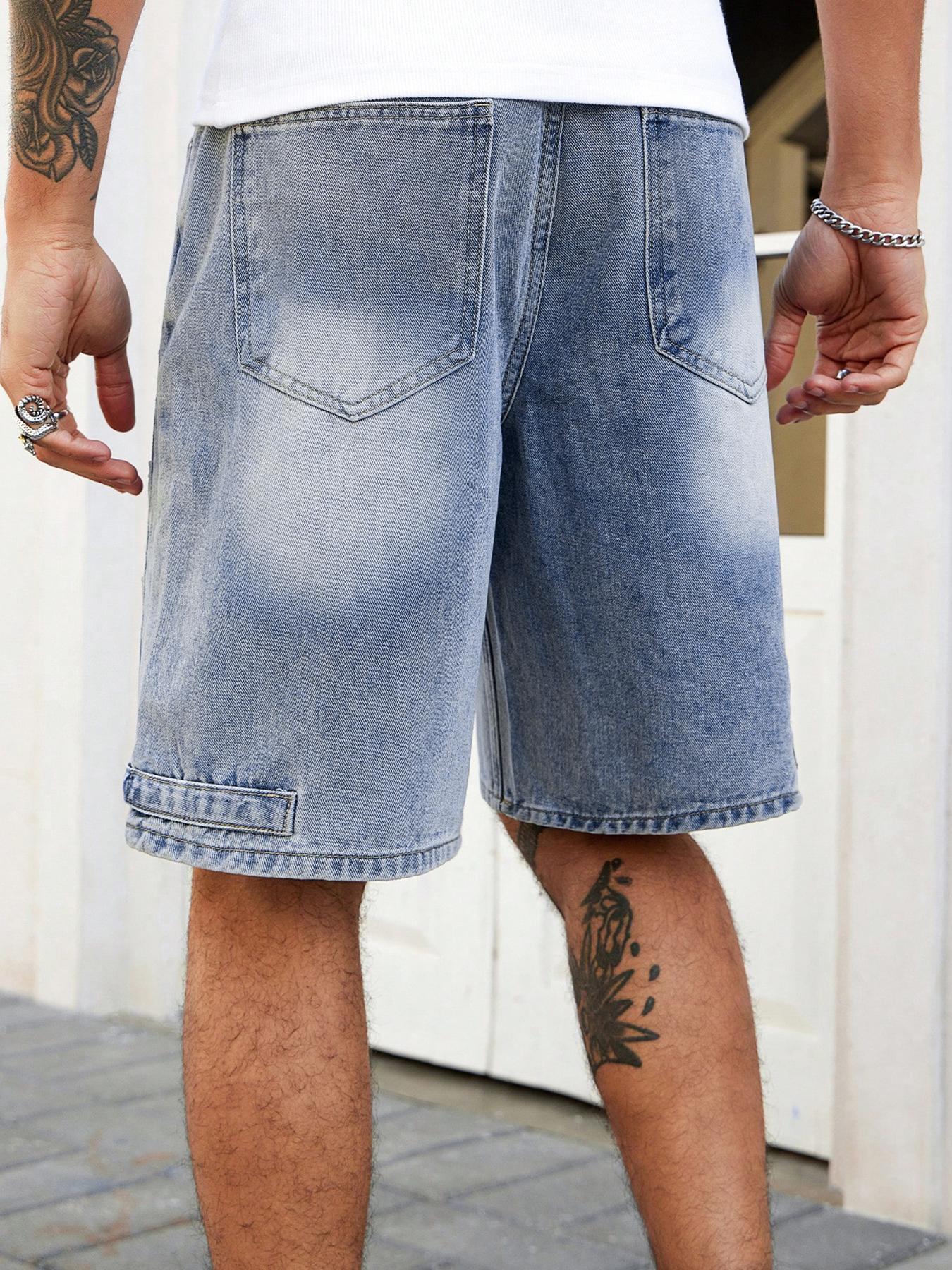 Multi-pocket denim shorts, denim cargo shorts, jeans—Y2K American street style embroidered vintage shorts for both men and women, casual letter embroidery design, perfect for summer fashion everyday wear, versatile casual style.