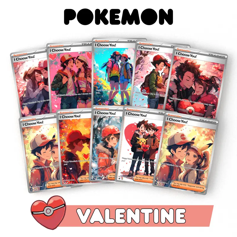 pokemon card valentines Amazon.com: Nestura Custom Valentine Card for Couple | Anime-Inspired Art  Style Gift | Customizable Trading Cards | Customize Valentine Card