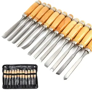 Professional Wood Carving Knife Set, 12-Piece High Manganese Steel Tools with Beech Handles, Precision Work & Polishing, Includes Storage Box