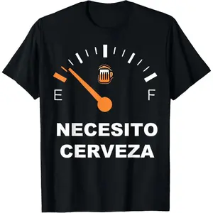 Necesito Cerveza T-Shirt for Men - Comfortable Menswear Top with Beer Gauge Design