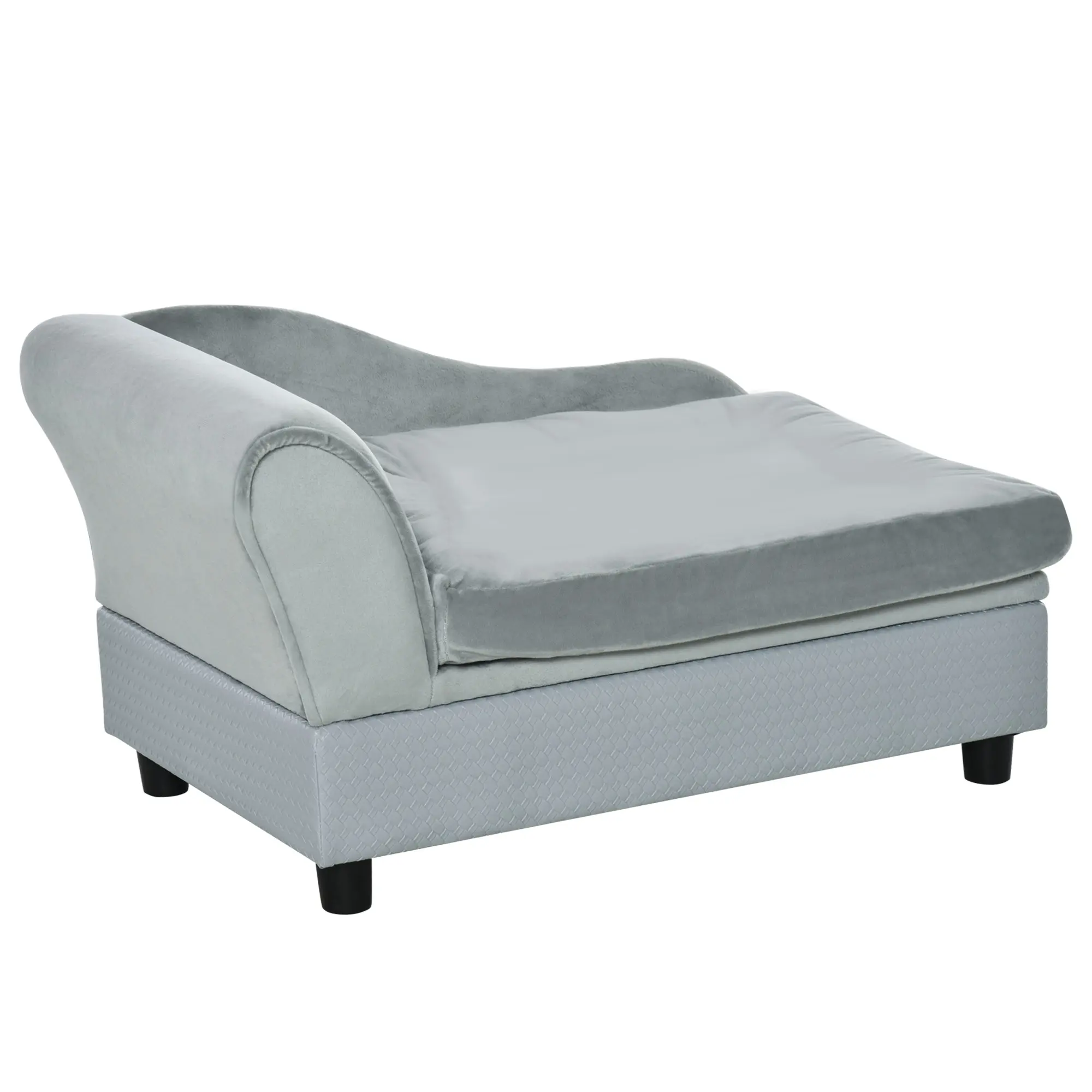 Luxury Dog Sofa with Hidden Storage - 2" Soft Foam Small Pet Couch, Modern Pet Furniture for Puppies & Little Dog Breeds, Pale Gray