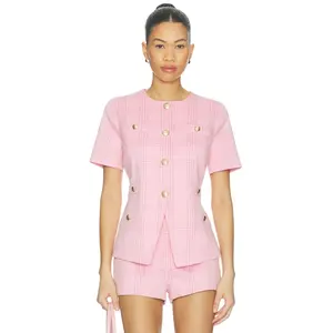 Generation Love Reyes Windowpane Suiting Jacket in Pink & Red Plaid