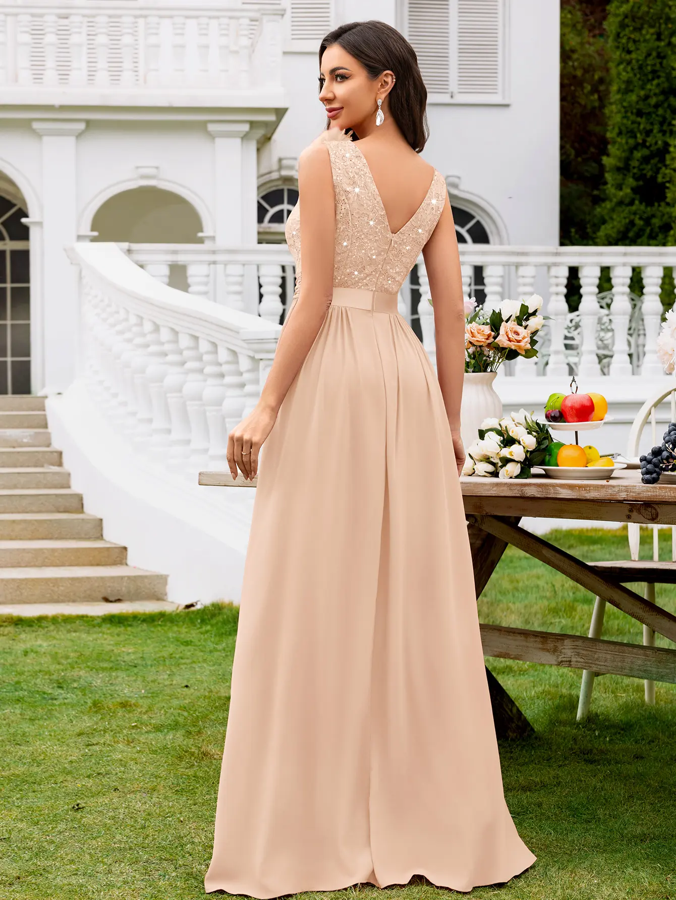 Miusol 24451A Women's Chic Elegant Glitter Sequin Lace Chiffon Formal Gown - Sleeveless, Deep V-Neck, Ruched, Thigh Split, Well-Fit, Prom Dresses for Spring/Summer Wedding Guest Events - TikTok Shop Miusol 24451A Women's Chic Elegant Glitter Sequin Lace Chiffon Formal Gown - Sleeveless, Deep V-Neck, Ruched, Thigh Split, Well-Fit, Prom Dresses for Spring/Summer Wedding Guest Events - TikTok Shop