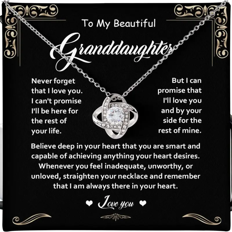 To My Granddaughter Necklace, Love Knot Necklace For Granddaughter, Gifts For Granddaughter, Granddaughter Gifts From Grandma, Birhday Christmas Gift To Granddaughter From Grandma Or Grandpa