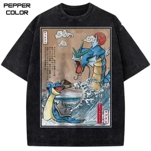 Lapras vs Gyarados Vintage Graphic T-Shirt, PKM Shirt, Anime Shirt, Anime Merch, Unisex Streetwear Tee, cotton crewneck shirt, Gift for Men, Women, Anime Lover Gift