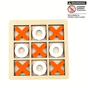 Wooden Classic XO Tic-Tac-Toe Puzzle Game, Kids Board Toy, Parent-Child Interactive Game, Building Block Toy, Brain Development