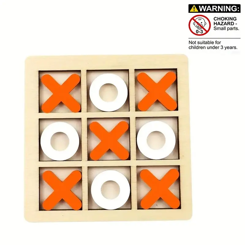 Wooden Classic XO Tic-Tac-Toe Puzzle Game, Kids Board Toy, Parent-Child Interactive Game, Building Block Toy, Brain Development, Kid Board Games, Board Game Blocks