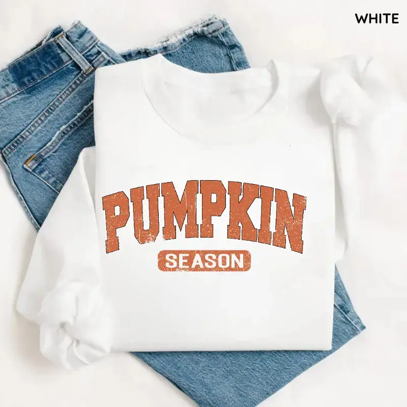 Retro Pumpkin Season Sweatshirt, Cute Fall Autumn Pullover, Cozy Thanksgiving Gift Shirt, Vintage Halloween Sweatshirt for Women & Spooky Season Outfit, Women's Long Sleeve Shirts