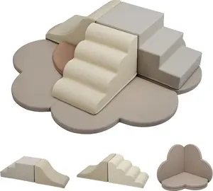 Indoor Climbing Toys for Toddlers, 6-Piece Soft Foam Climbing Blocks Climb & Slide Soft Play Set