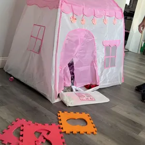 Kids' Party Play Tent | Pink Princess Castle w/ Flower Design | Unisex Role-Play Fun | Holiday Gift | No Accessories or Lights