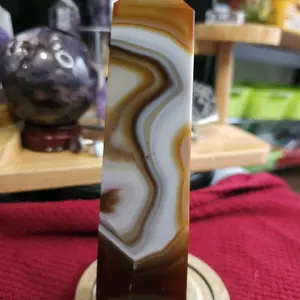 Beautiful Carnelian Tower with Druzy 6.75 inches Natural Gemstone Tower for Home Decor and Healing