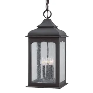 Henry Street Large Outdoor Hanging Light Fixture for Patios, Gardens, and Entryways