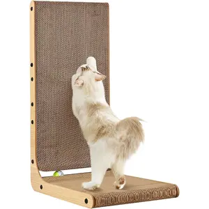 Scratcher L Shape Large, 26.8 inch   Pad for Indoor Cats, Cardboard  Scratch Pad with Ball