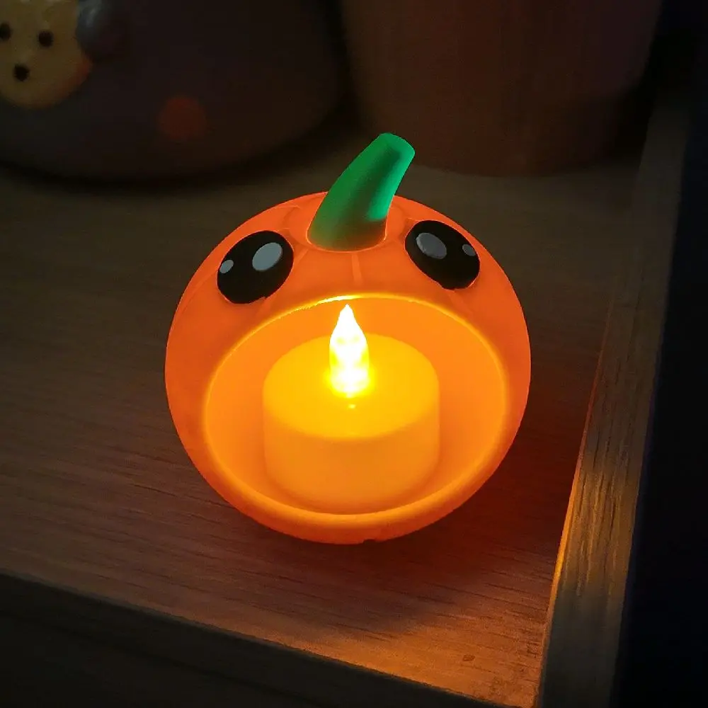 Cute Pumpkin With Flickering Led Tea Light Candle-Halloween Pumpkin