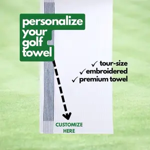 Custom Embroidered Golf Towel Tour Size Caddy Towel Personalized with Name Initials or Logo Golf Gift for Him or Her
