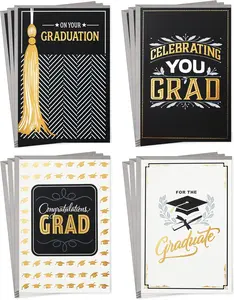 Hallmark Graduation Cards Assortment, Black and Gold, Congratulations Grad (12 Cards and Envelopes, 4 Designs) Hallmark