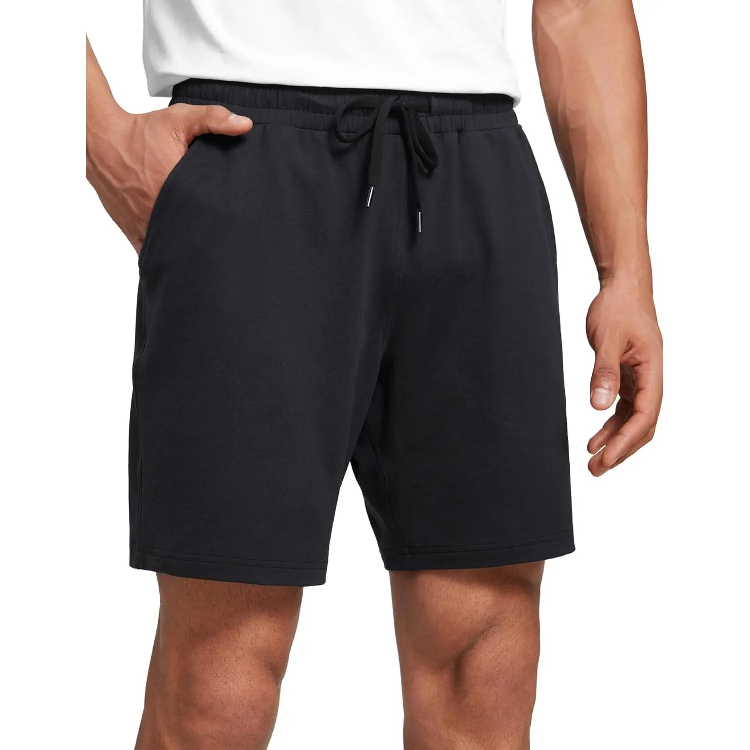 CRZ YOGA Men's Premium Soft Brushed Knit Cloud Jersey Sweat Shorts 7" - Lightweight, Breathable, Durable Active Shorts with Zip Pockets for Casual Workout, Lounge