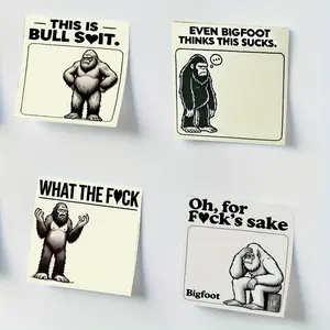 Bigfoot Fun Monkey Sticky Notes Set, 4 Packs/50 Sheets Per Pack, 4 Different Expressions & Quotes, Humorous Decorative Notes for Office & Daily Use