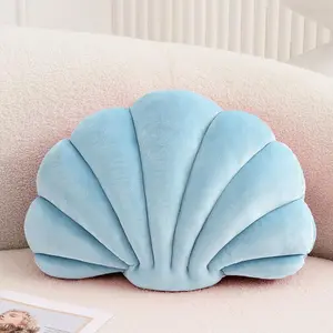 Seashell Decorative Pillow Shell Shaped Throw Pillow 3D Insert Beach Pillow Soft  Pillow Sea  Decoration Couch Bed Pillow Cushions(Blue,14 X 11 inch)