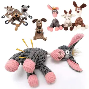 Funny Animals Shape Pet Chew Toy Squeaky Dog Puppy Plush Toy Bite Resistant Teeth Cleaning Molar Toy