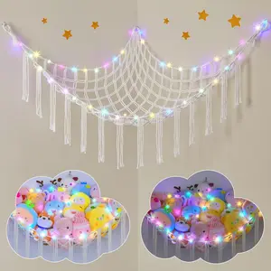 Stuffed Animals Hammock Net Toy Storage Organizer, Stuffed Animals Storage Toy Holder Boho Macrame Hanging for Nursery Room Decor