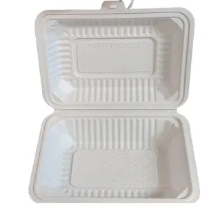9" x 5" Microwaveable White Mineral-Filled Plastic Hinged Take-Out Container - 200/Case Disposable Pack tray food clamshell container