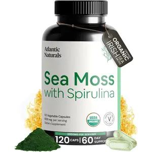 Atlantic Naturals Sea Moss with Spirulina Superfood Capsules - Multivitamin Supplement Supports Healthy Iron and Immune Health, Alternative to Seamoss Gel and Powder - Irish Sea Moss Capsules (120 ct)