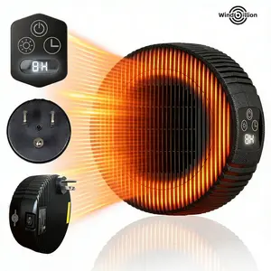 WindBillion HT04 Ceramic Space Heater, Portable Wall Plug Electric Heater with 1-8H Timer, Compact Heater for Bedroom, Office and Home