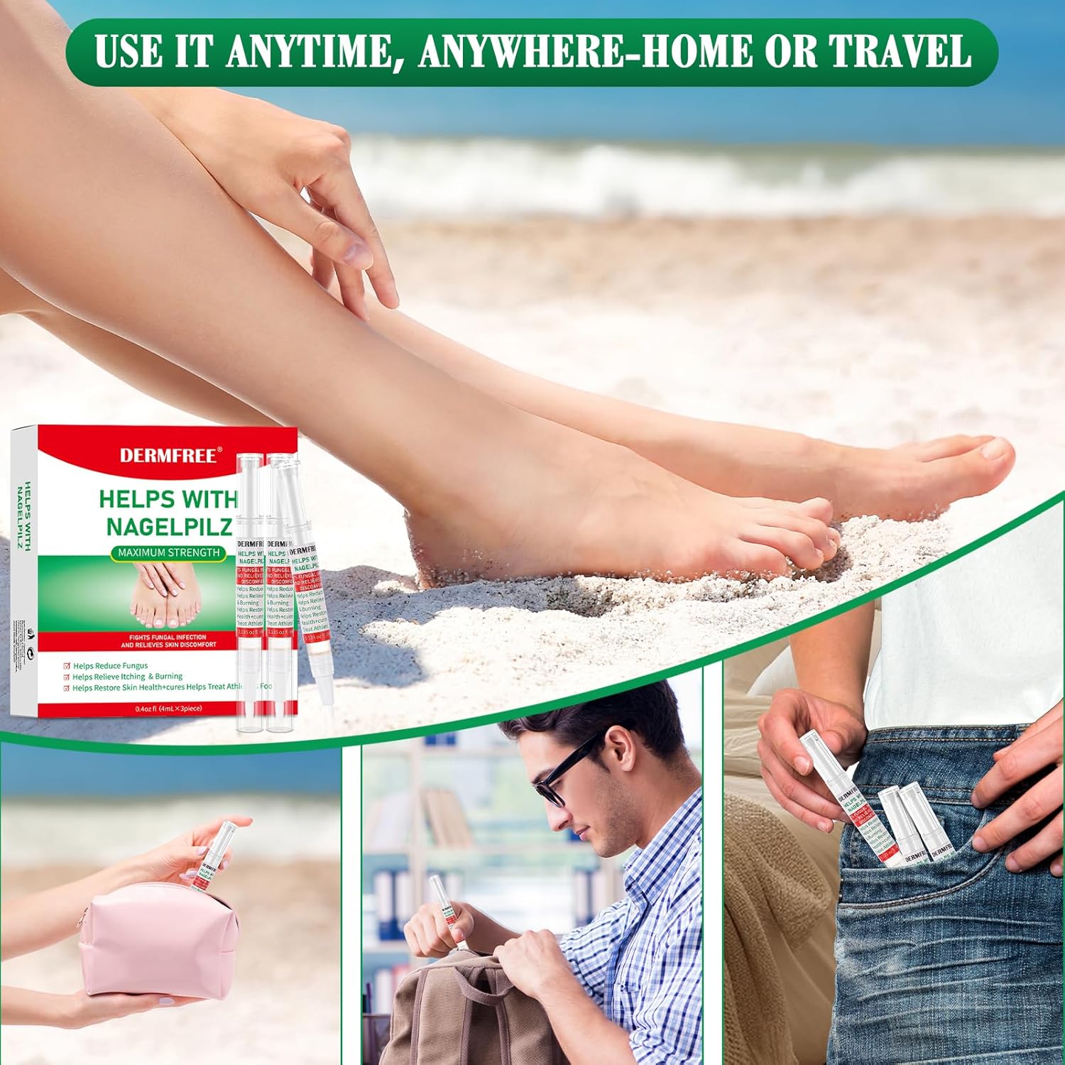 DERMFREE  Antifungal Pen - Antifungal Solution for Toenail or Fingernail, Nail Care - Nail Repair  Remove Fungal fungus care pen Botanically Enhanced, Toenail Fungus Extra Strength,Antifungal Solution for Toenail or Fingernail