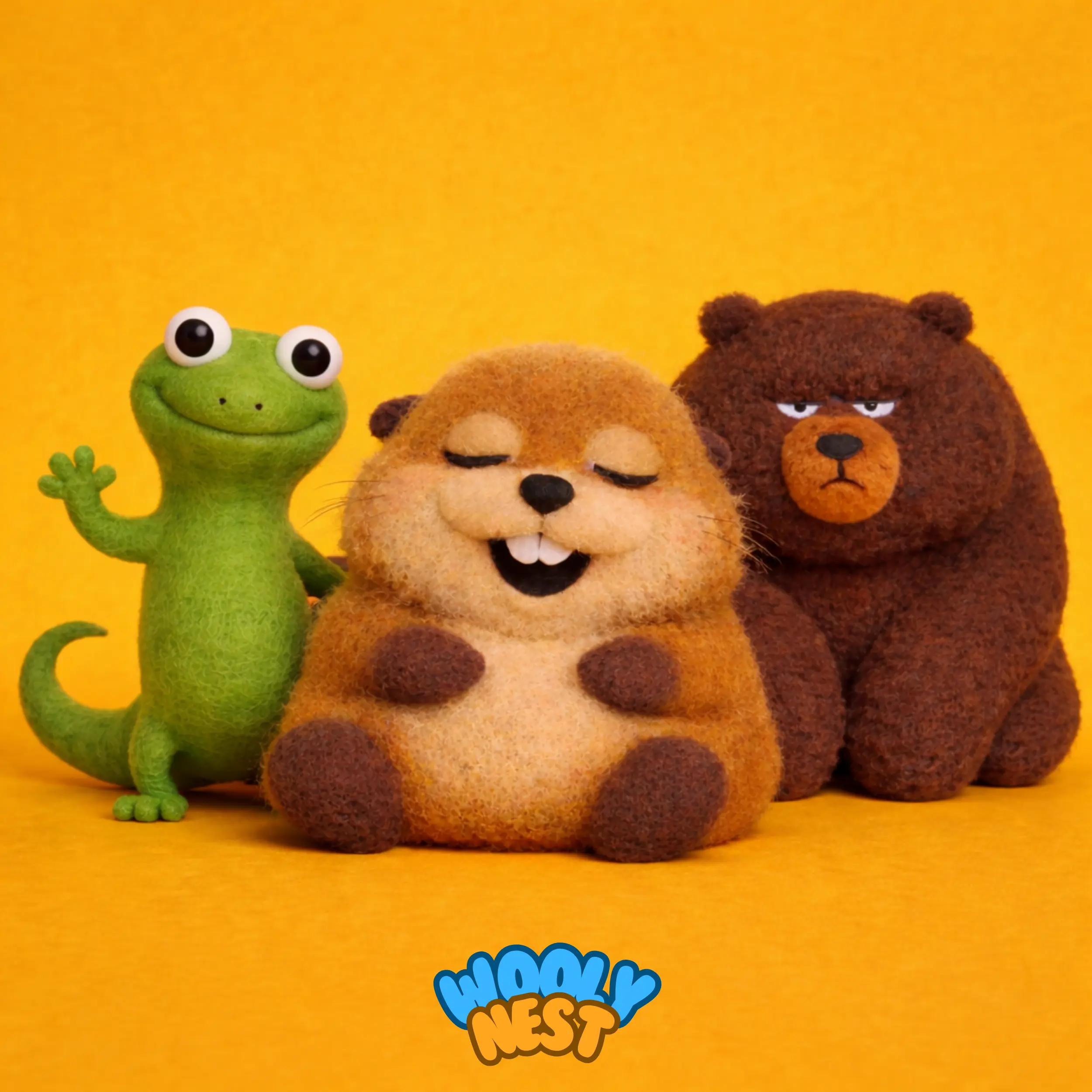 DIY Wool Felting Kit: Forest Friends (Beaver, Gecko & Bear)