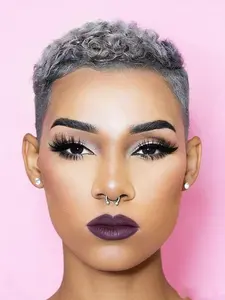 Mixed Color African Curl Wig Cap, Ultra Short Curled Bangs, Women's Afro Wig, Hot Selling Wig Caps, Synthetic Curly Hair