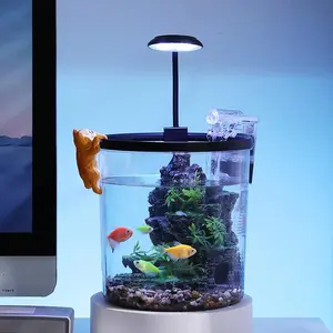 YJ-Garvee 2.5 Gallon Small Fish Tank Kit with LED Light and Oxygen Generator, Ideal Starter Aquarium for Betta and Goldfish Enthusiasts, Complete Setup for Healthy Fish Environment