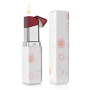 [Pre-Filled] Soft Flame Refillable Butane Lipstick Lighter, Novelty Adjustable Open Flame Lighter with Two Adjustment Sheet , Nice Gift for Girls,Women,Girlfriend on Birthday,Anniversary