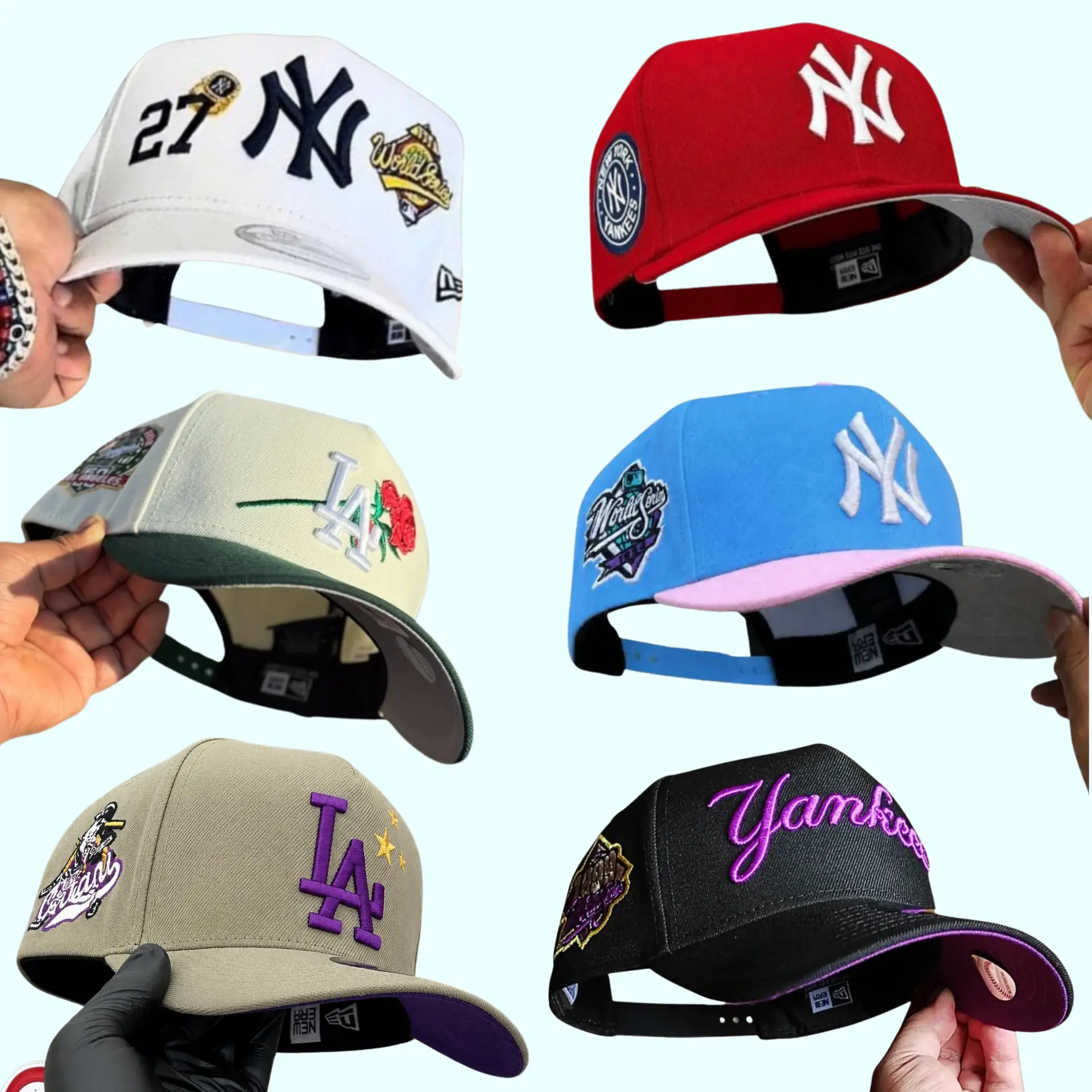 New Era MLB NY Yankees & LA Dodgers 9FORTY Adjustable Snapback Baseball Cap for Men & Women – Official Team Logo Embroidery, Curved Brim Baseball Hat, Adjustable Back Closure, Classic Baseball Cap, MLB Fan Gear, Baseball Fan Gift, Casual Streetwear USA