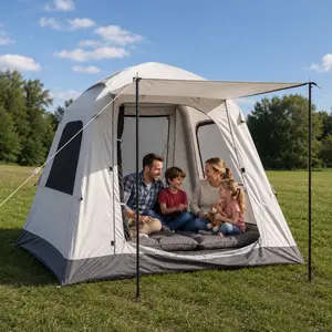 One-Click Automatic Inflatable Tent with Built-in Air Pump - 3-4 Person Glamping Tent Easy Setup