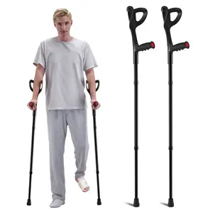 VEVOR Forearm Crutches for Adults, Folding Walking Forearm Crutches with 10-Level Adjustable Height, Lightweight Aluminum Medical Crutches with Open Cuff for Leg Injury Surgery Disabled, 1 Pair 350LB