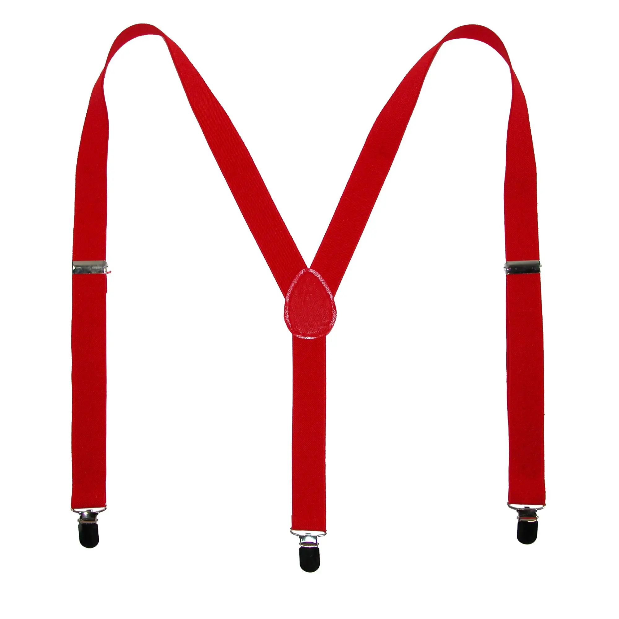 CTM Elastic Solid Red Clip-End Suspender, Clip-End Suspenders, Faux Leather, 1 In, Casual Wear