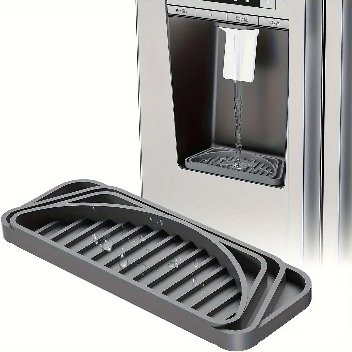 Refrigerator Drip Catcher Tray, 1 Count Water Dispenser Drip Tray, Splash-Proof Ice Protector and Water Dispenser Pan, Fridge Water Spill Pad, Catch Basin for Drainage and Water Splash Guard, Household Items, Splash Pads, Home