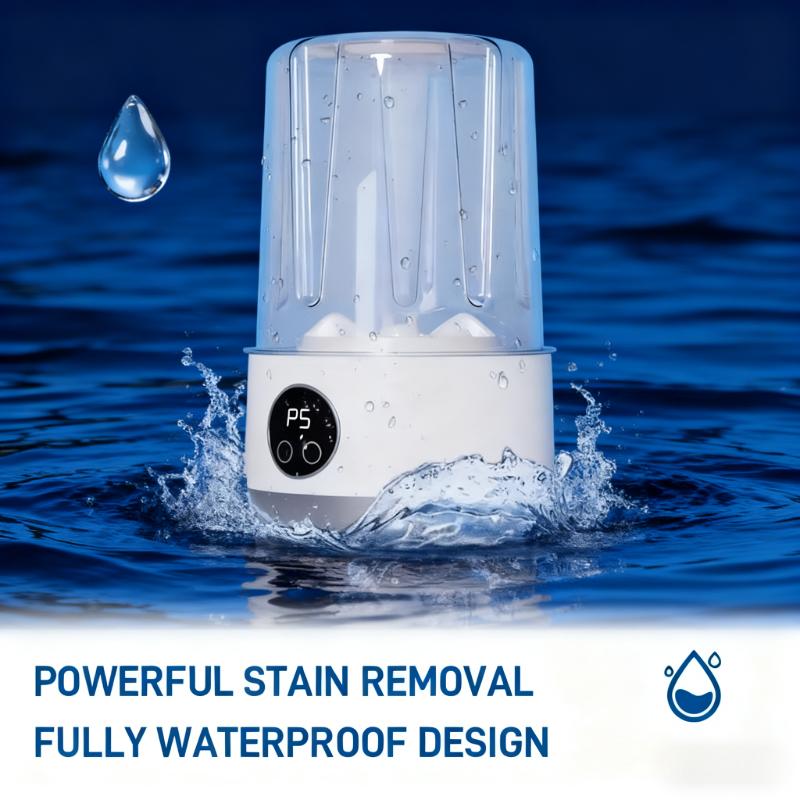 Portable USB-Rechargeable Mini Washer for Underwear &Socks Automatic Cleaning No Plug 20 Washes per Charge Compact Design with LED Display Separate Washing for Socks & Underwear Idealfor Travel Home RV Use