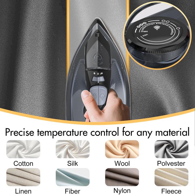 PANCERKA 1600W Steam iron, Adjustable Thermostat Control steam iron, non-stick soleplate, Overheat Safety Protection & Variable Steam Control, suitable for ironing clothes on all fabrics, Steamer for Clothes, Iron for Clothes, Travel Essentials